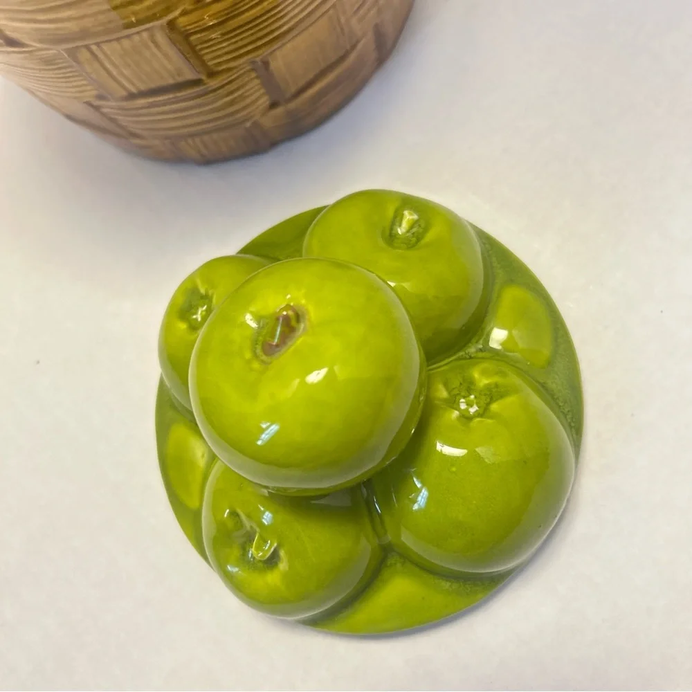 1950's Doranne of California Large Canister Cookie Jar- Green Apples